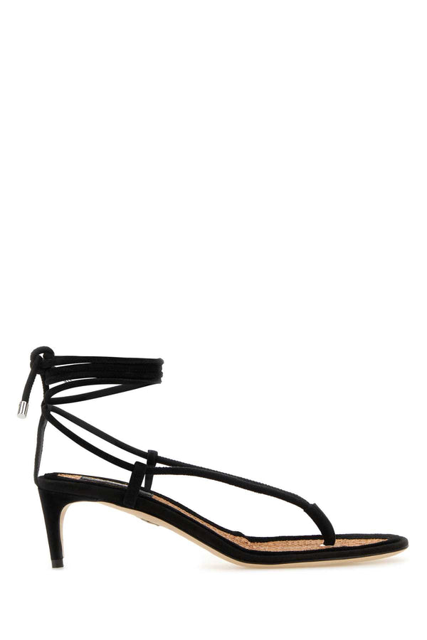 Dsquared2 Heeled Exterior: Suede Leather sandal in black