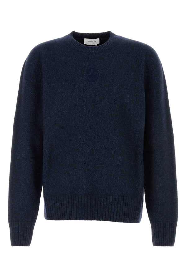 Alexander McQueen Neck 80% Wool sweater in navy