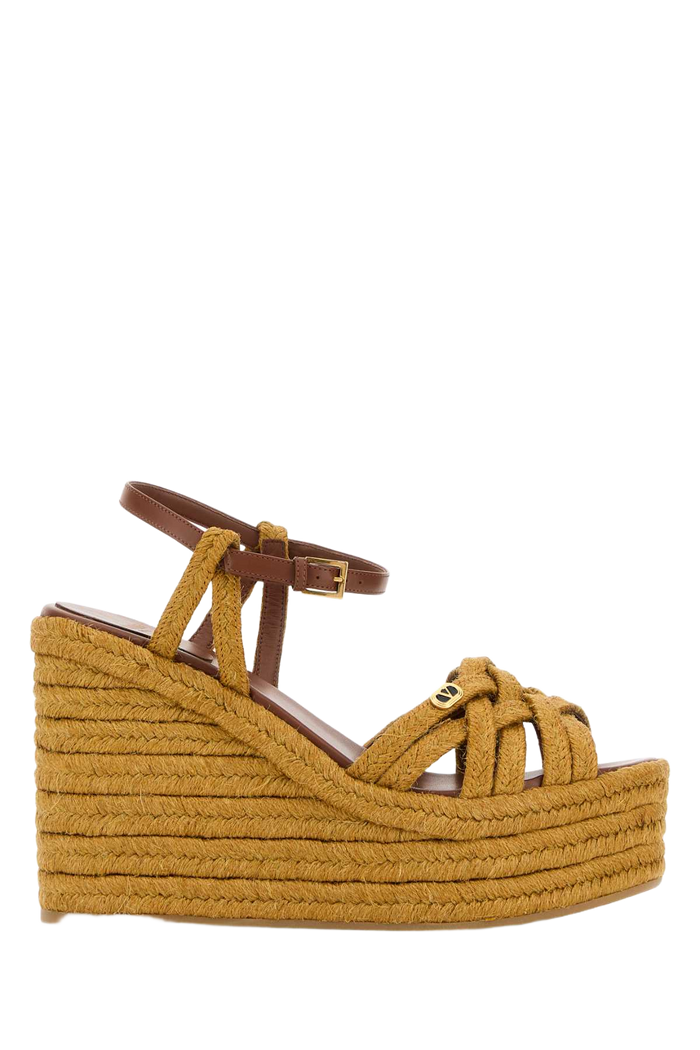 Mustard Raffia Vlogo Signature Wedges Senapetobacco Jute Espadrillas