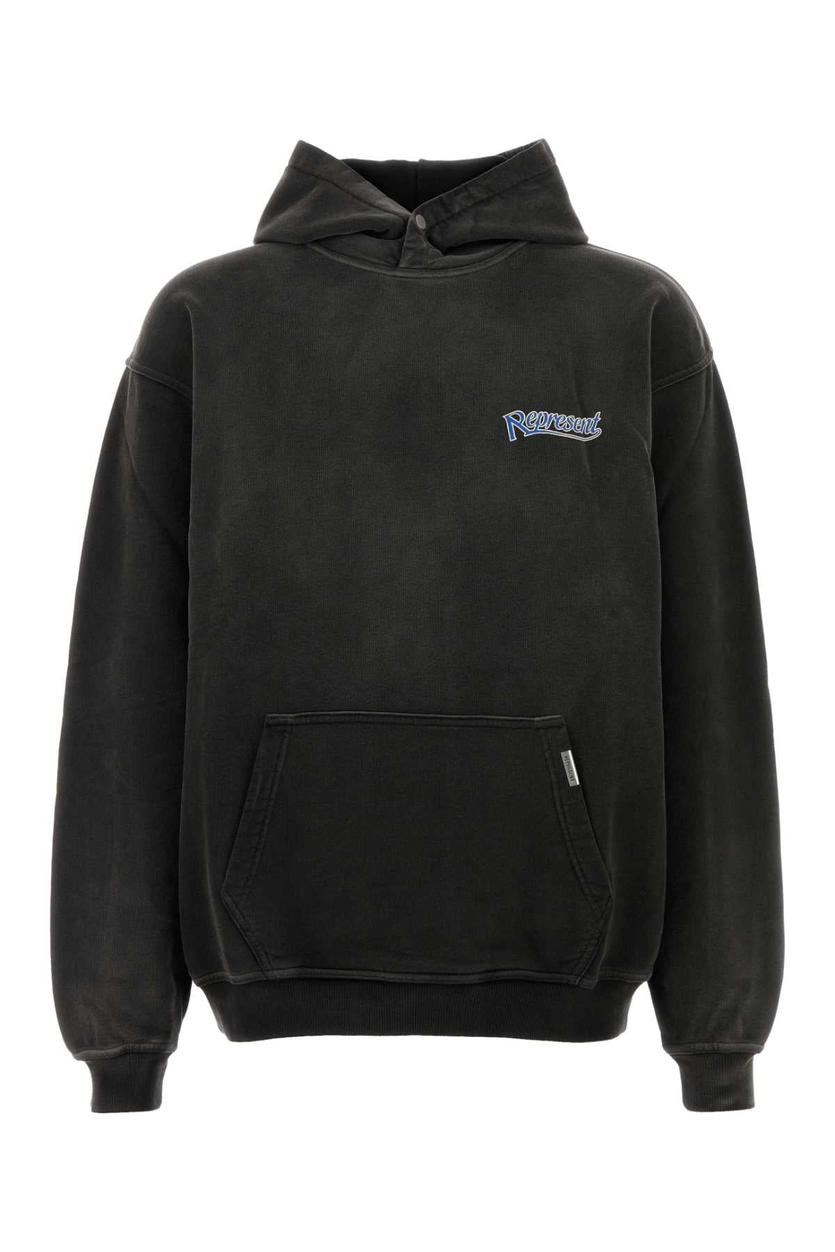 Black Cotton Sweatshirt Stainedblack Exterior: Felpe