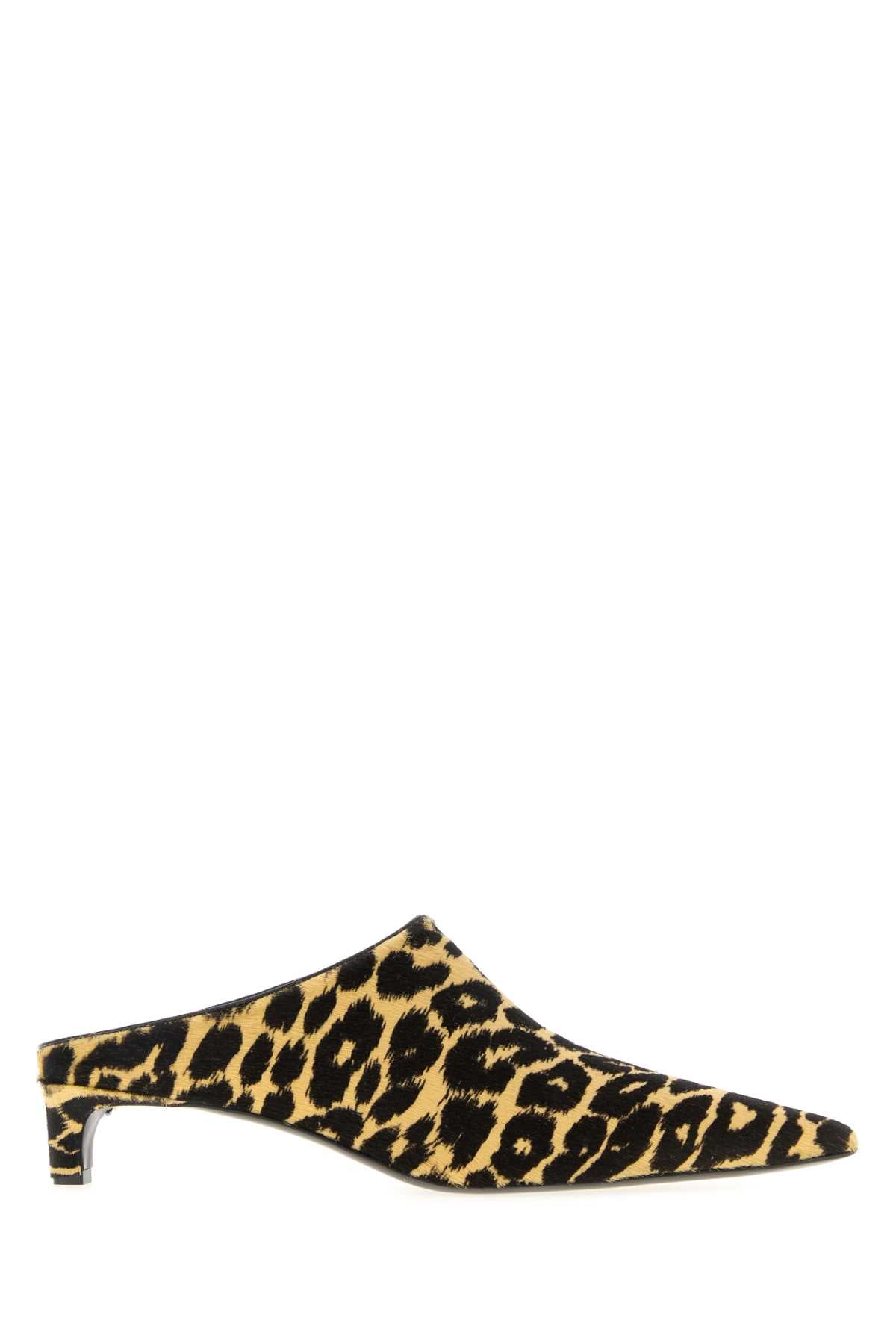 Printed Calf Hair Mules Leopard Slippers