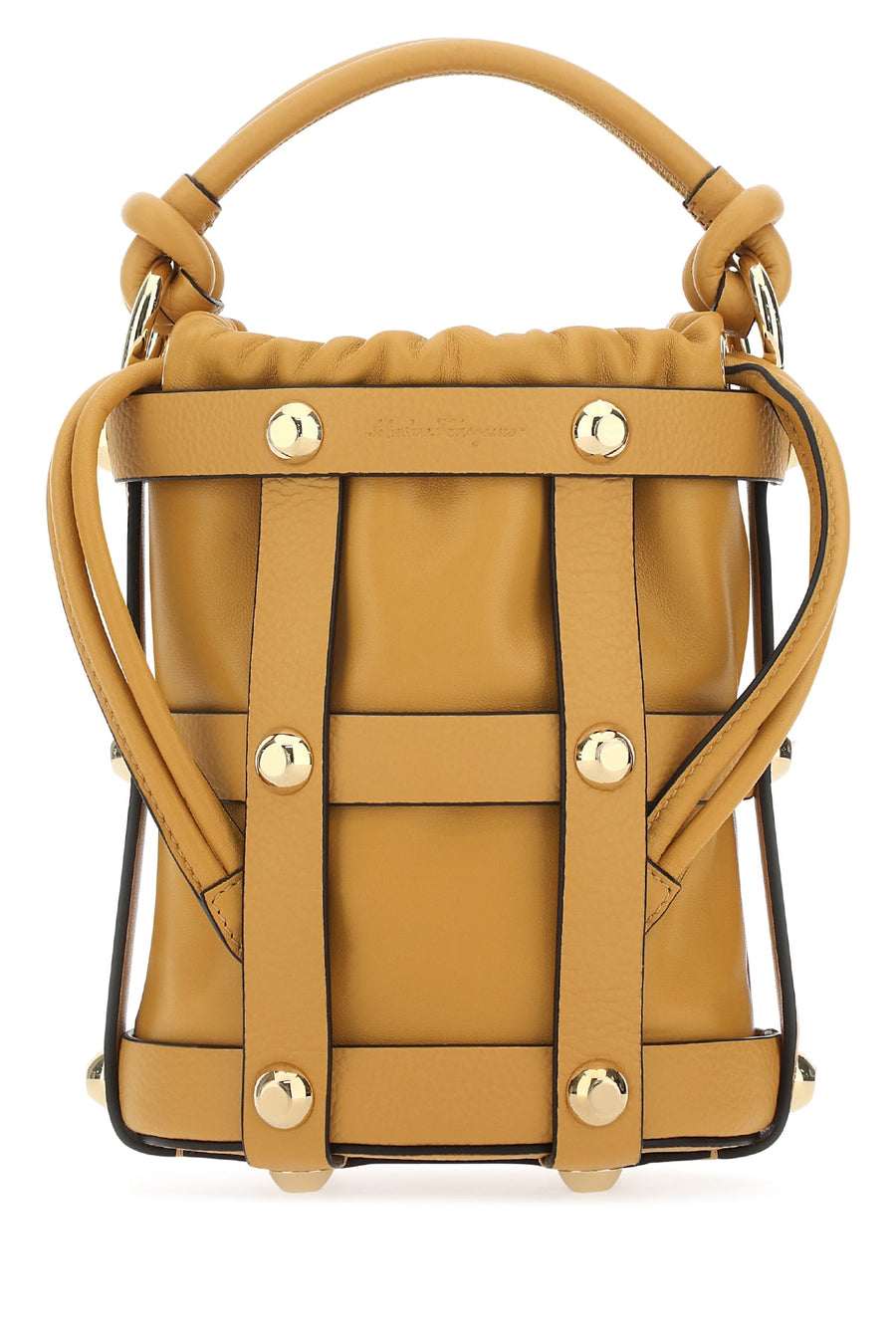 Ferragamo Languor Leather bucket bag in gold