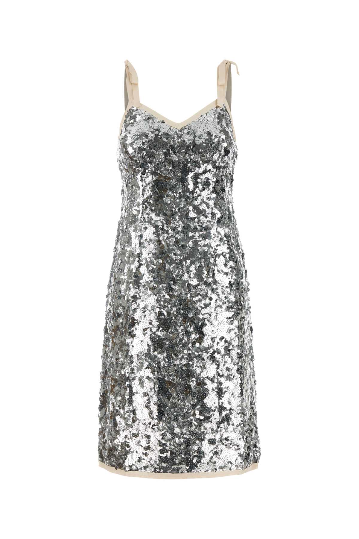 Embellished Nylon Dress Argento Pa-plasticpolyester Abiti
