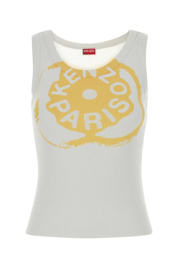 White Stretch Cotton Tank Top Exterior: Elastane Maglie