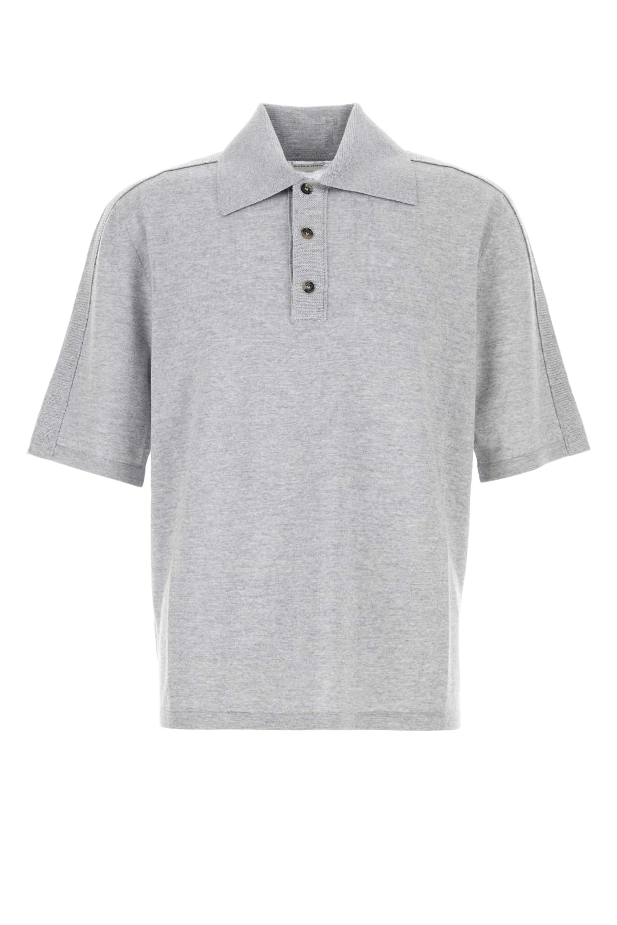 Grey Wool Polo Shirt Greymelange Exterior