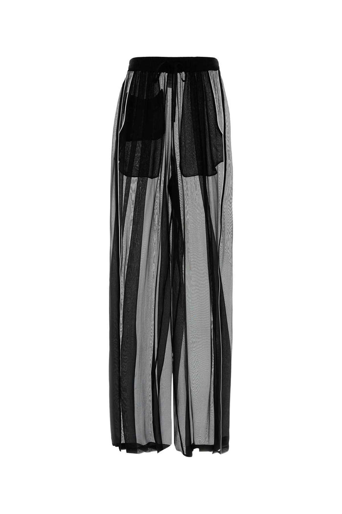 Black Chiffon Wide-Leg Pant Nero Exterior: Silk Pantaloni