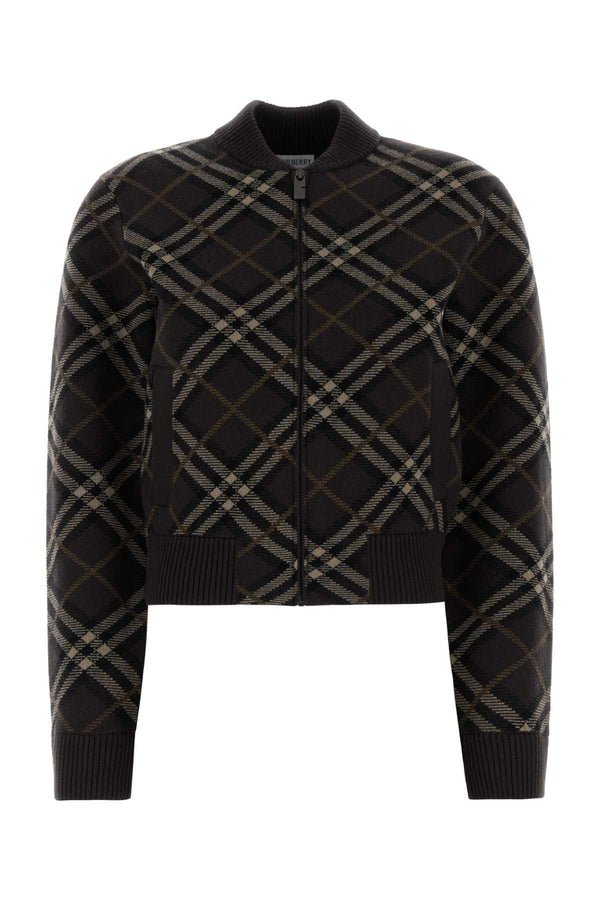 Burberry Wchk 70% Wool cardigan in black