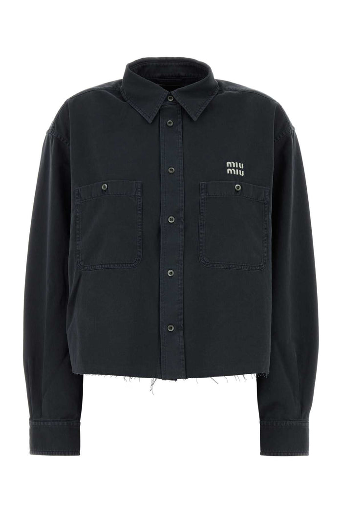 Dark Grey Denim Shirt Fumo Exterior: Cotton Camicie