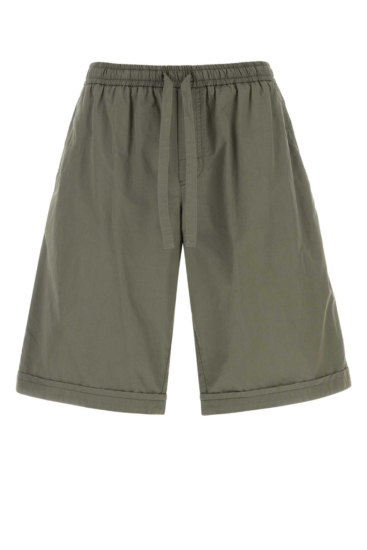 Olive Green Poplin Bermuda Shorts Grigioscuro4 Exterior: Cotton