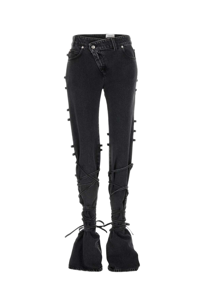 Black Denim Jeans Blackstonewashed Exterior: Cotton