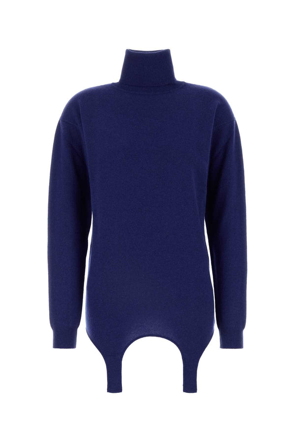 Saint Laurent Roule 100% Cashmere sweater in navy