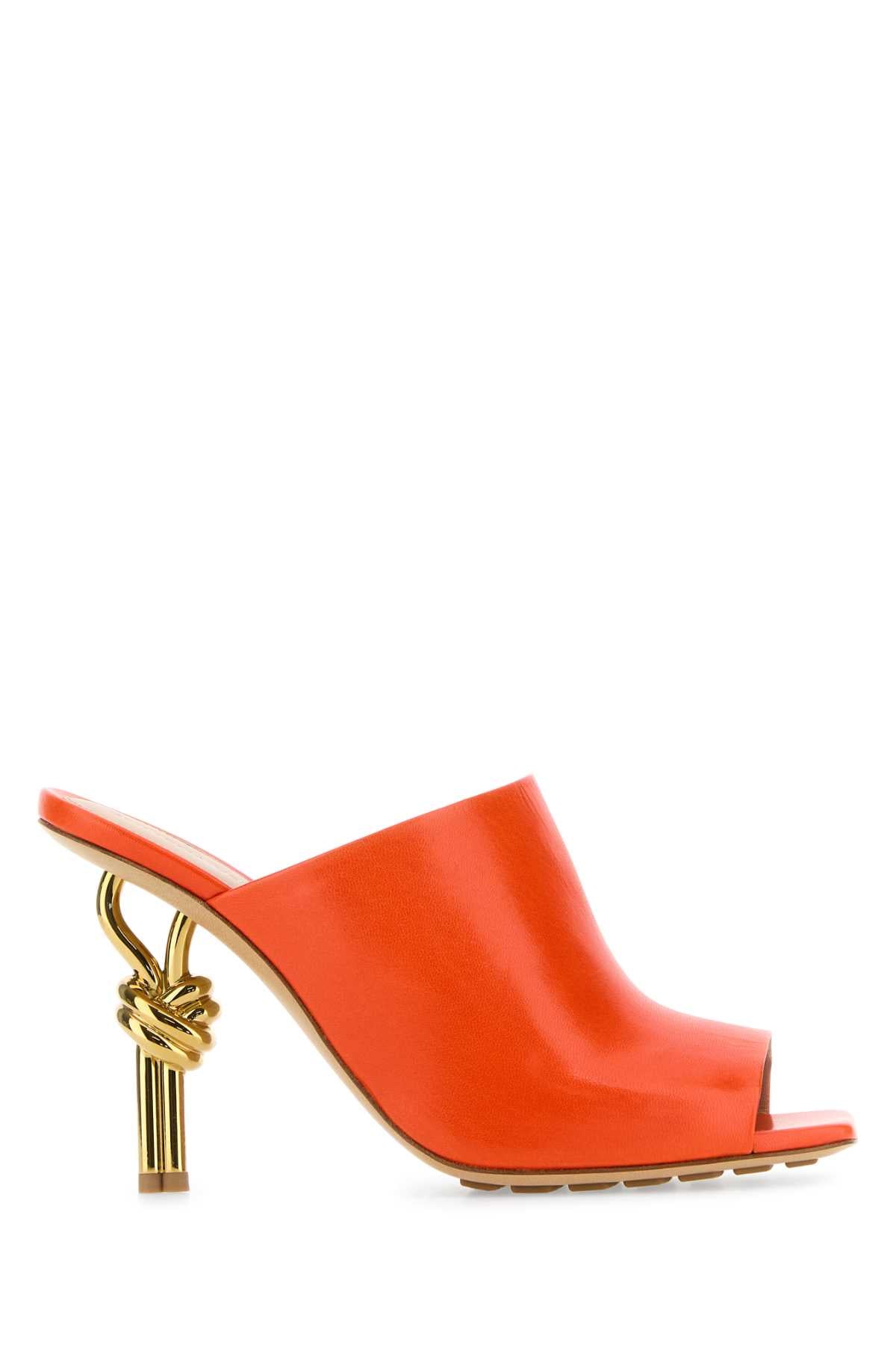Orange Nappa Leather Knot Mules Neworange Sandali
