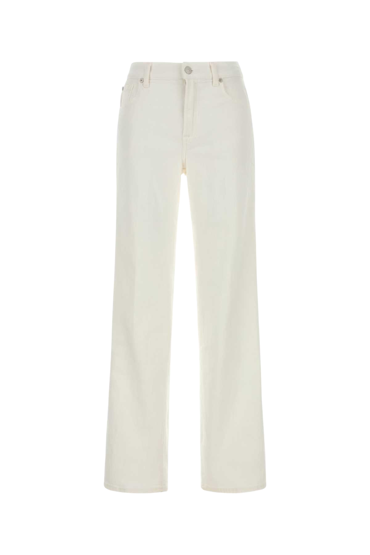 White Stretch Denim Stovepipe Jeans Bianco