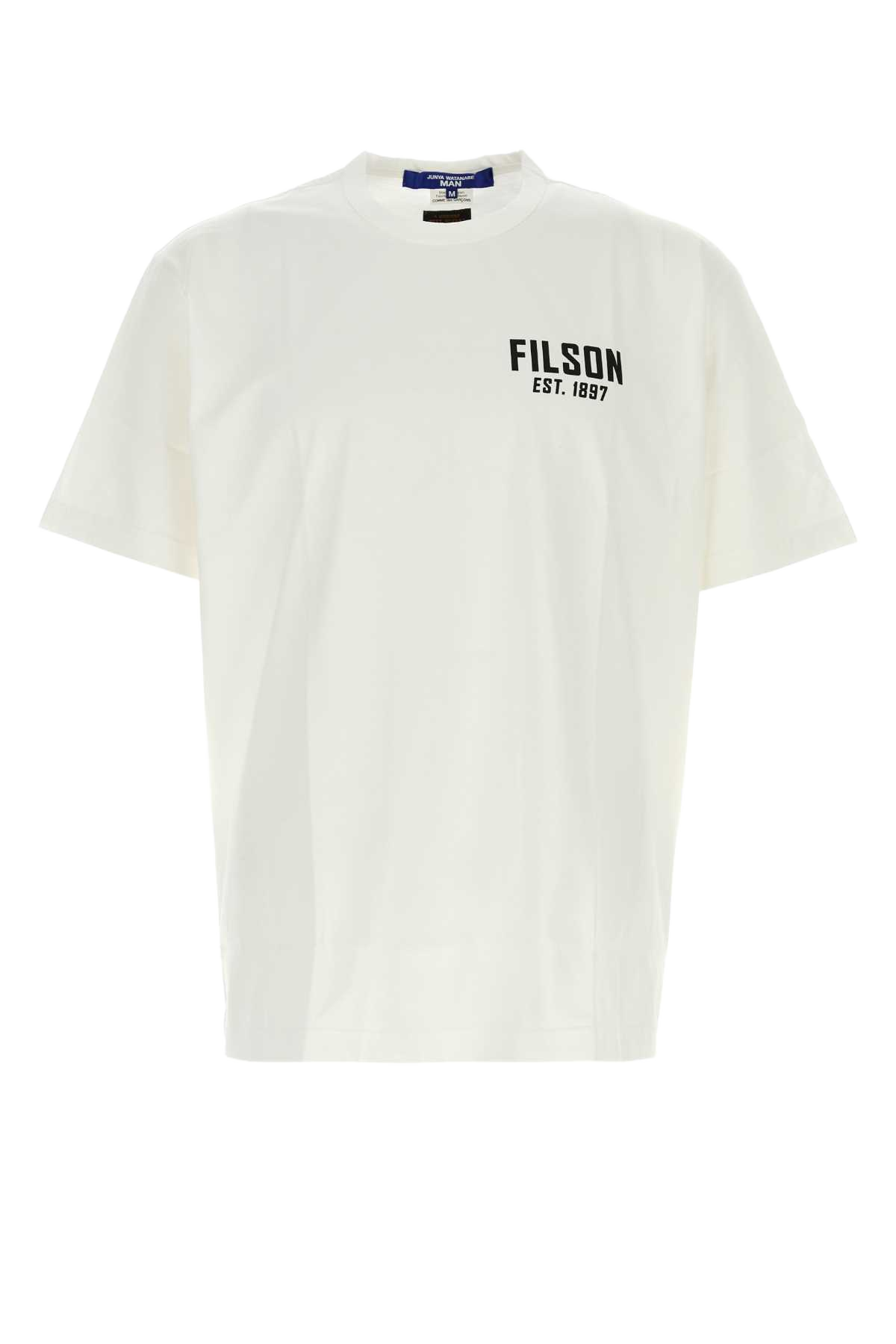 White Cotton T-Shirt Whitexblack Exterior