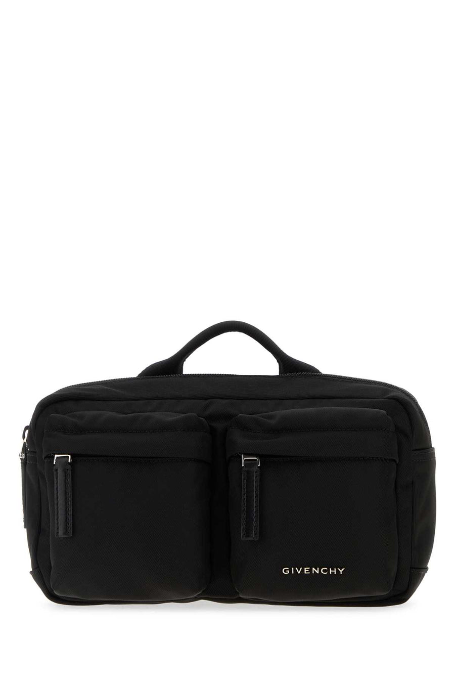 Givenchy Exterior: 100% Nylon top handle bag in black