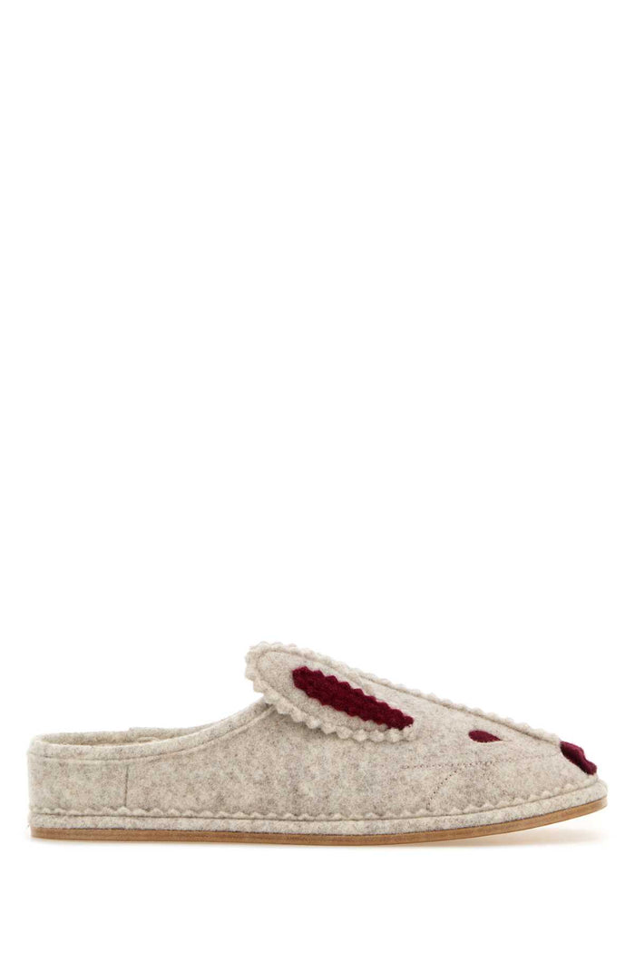 Grey Fabric Rabbit Slippers Creamred