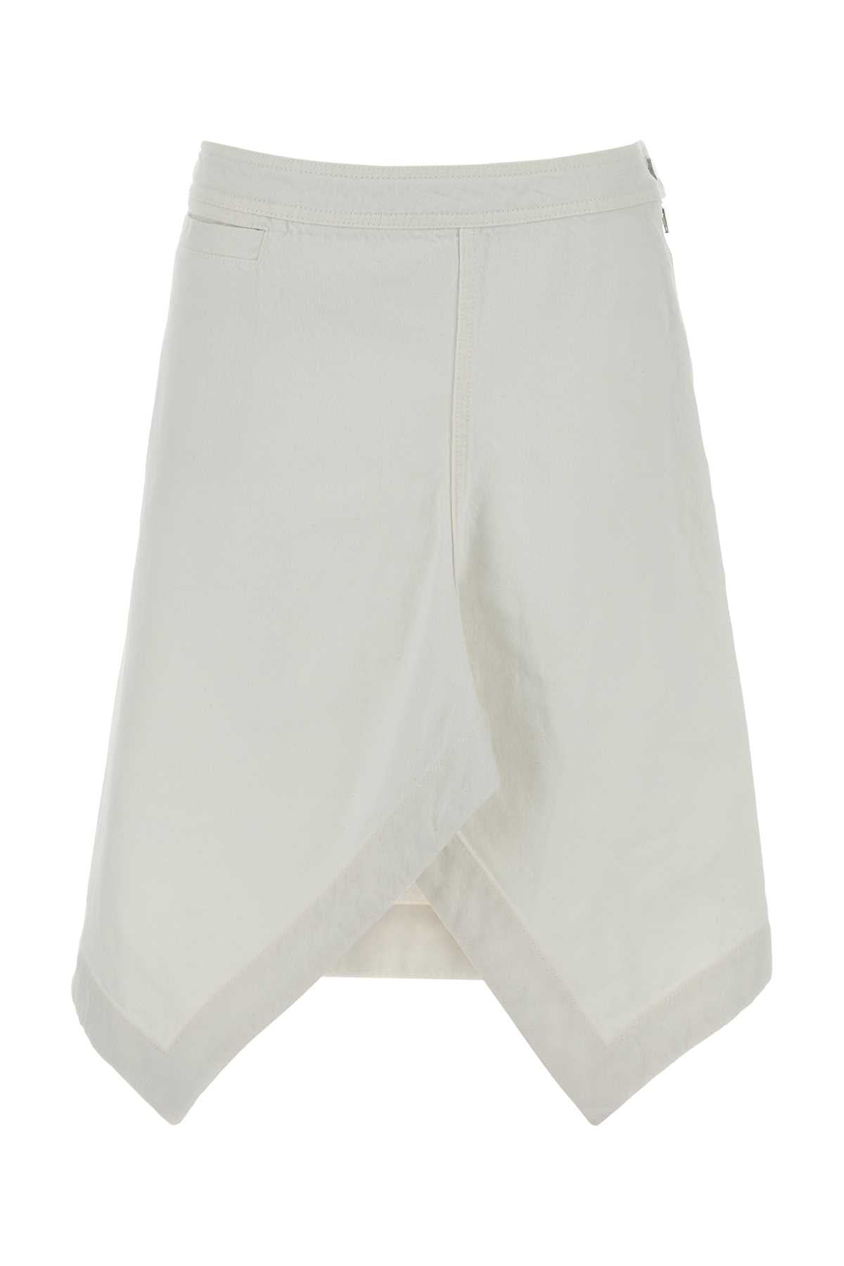 White Denim Skirt Milk Exterior: Cotton Gonne