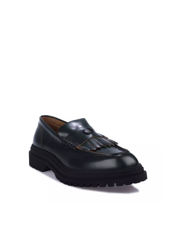 Logo Fringed Penny Loafers Green Shoes > & Sandals