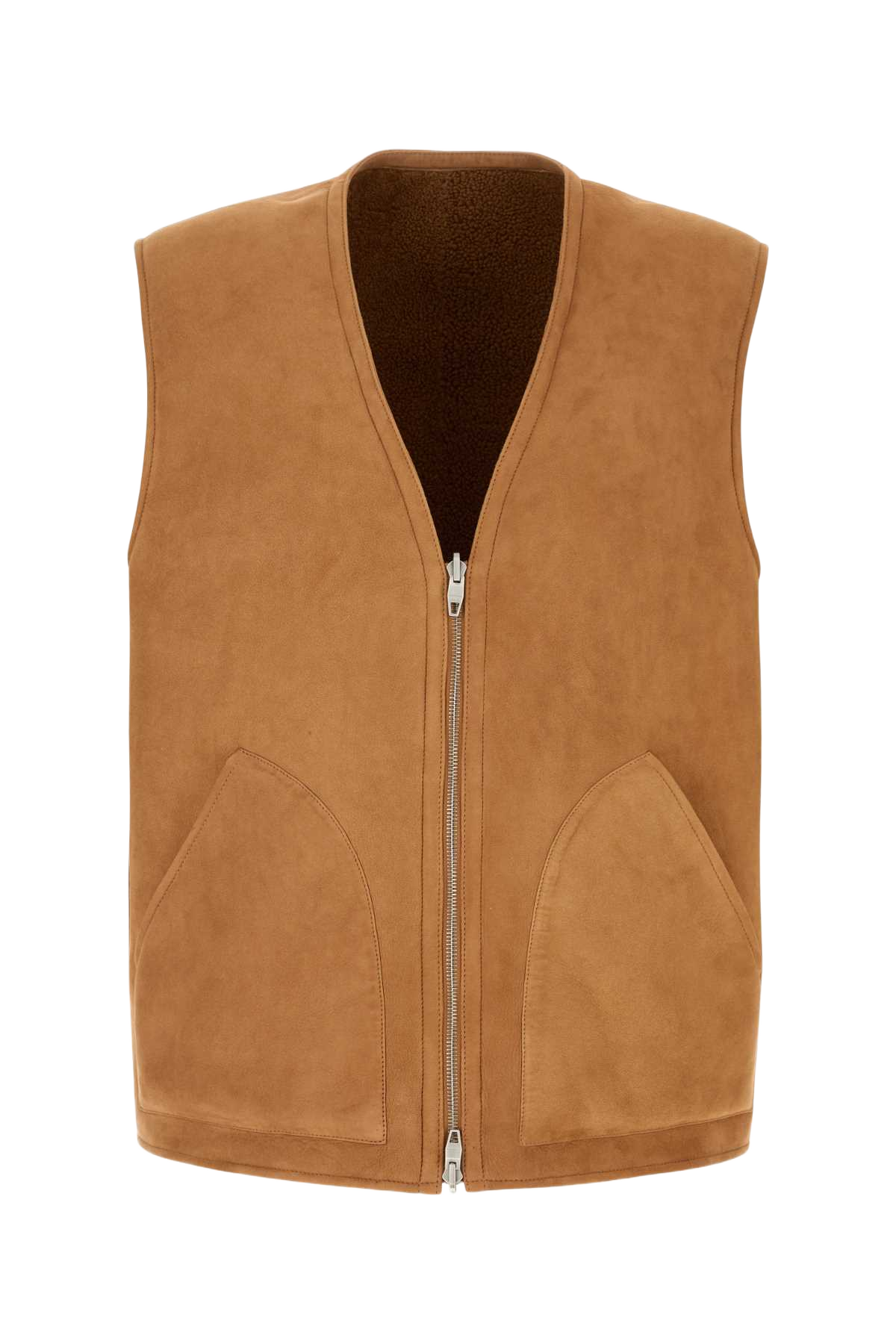 Camel Shearling Vest Honey Exterior: Giacche E Gilet