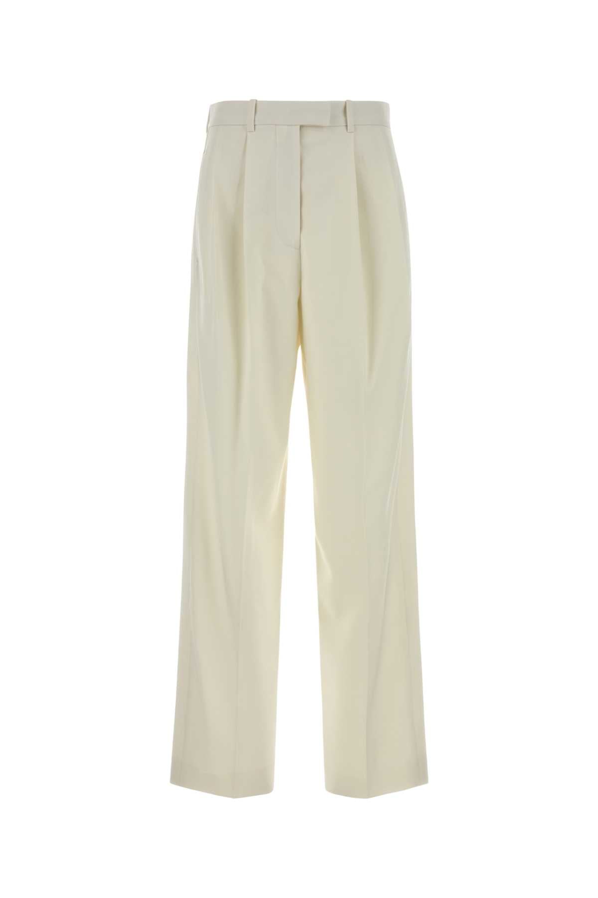 Ivory Wool Blend Pant White Exterior: Mohair Pantaloni