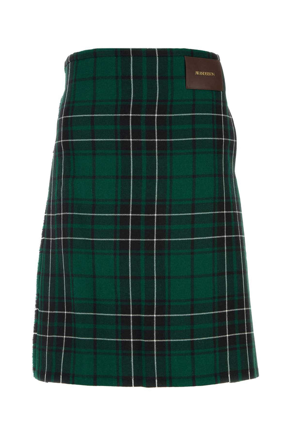 JW Anderson 100% Sheep Wool kilt in green