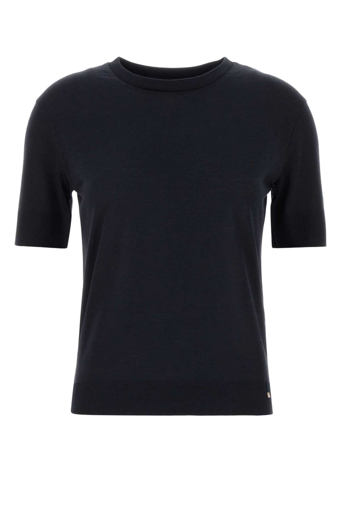 Midnight Blue Lyocell Blend T-Shirt Blu Exterior: Cotton