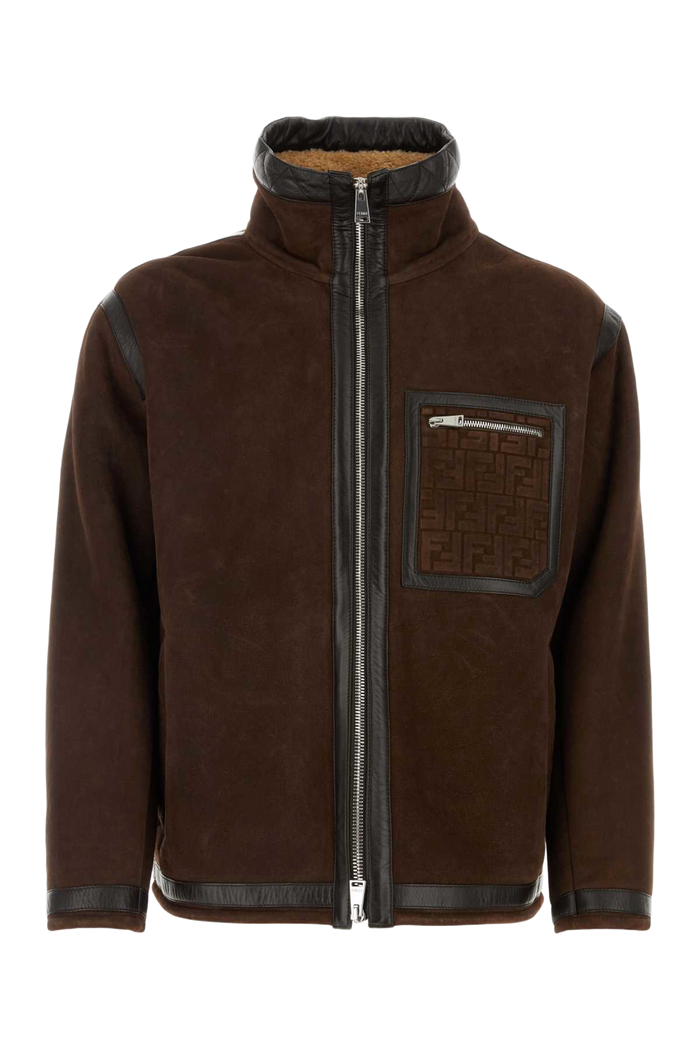 Chocolate Suede Jacket Brown Exterior: Agnello Giacche In Pelle
