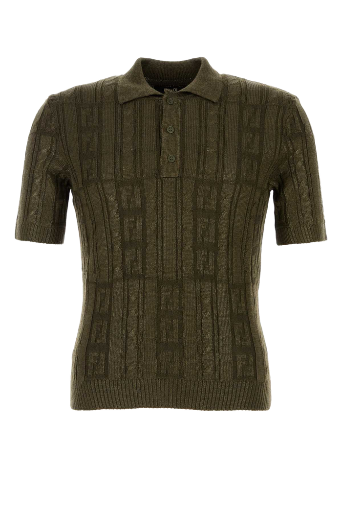 Army Green Wool Polo Shirt Exterior