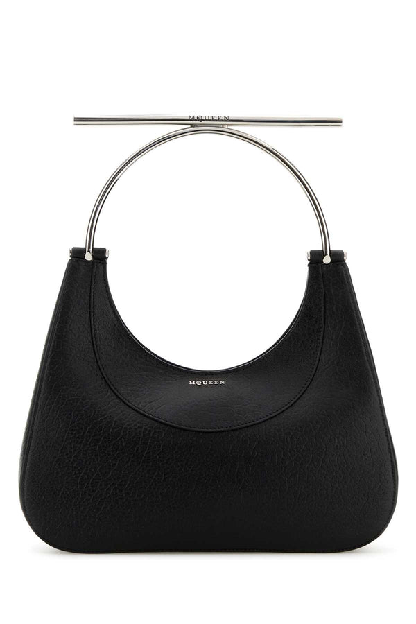 Alexander McQueen Exterior: 100% Lamb leather; Lining: 100% Nappa leather; Finishing: Silver metal shoulder bag in black