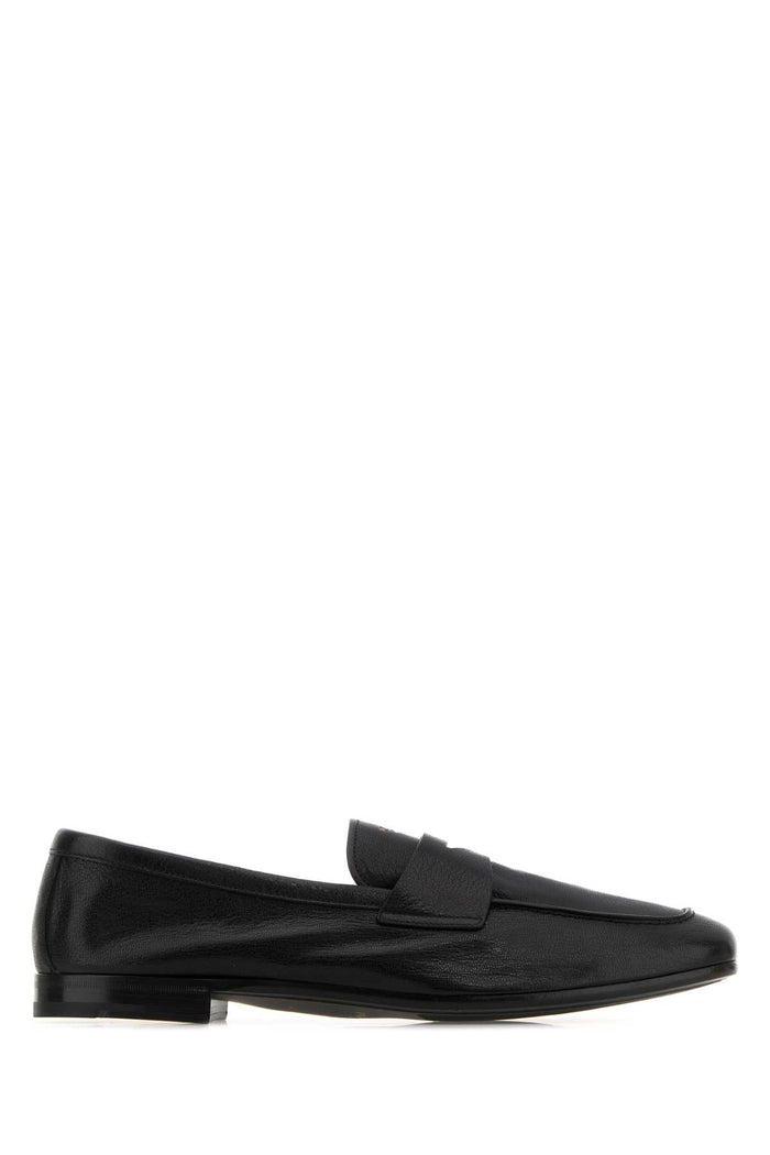 Black Leather Loafers Nero Mocassini