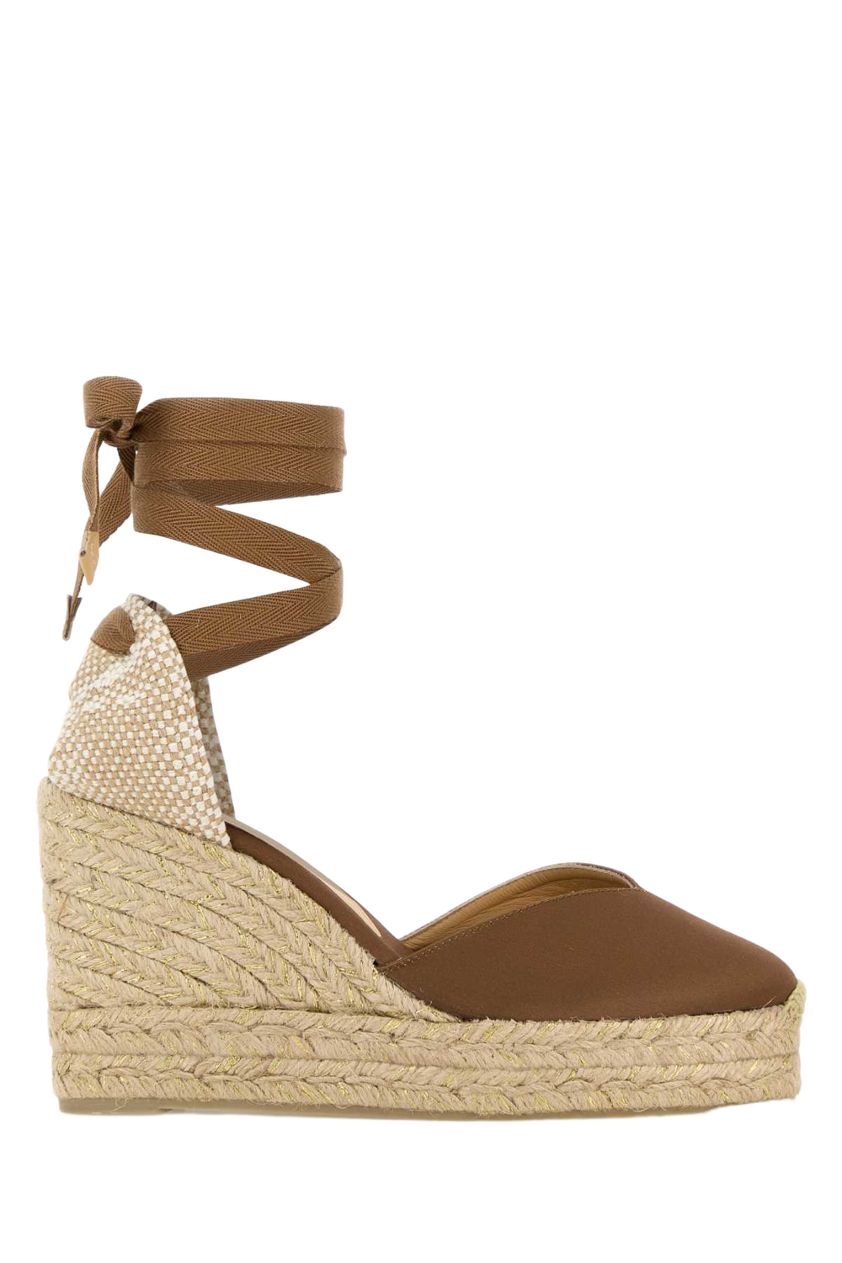 Mud Satin Chiara Wedges Moka Espadrillas