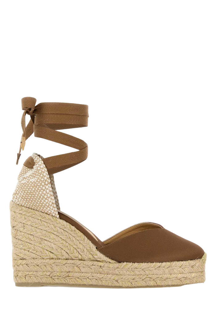 Mud Satin Chiara Wedges Moka Espadrillas