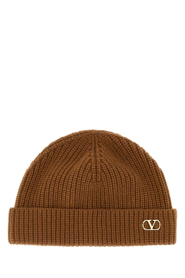 Valentino Garavani Knitted 100% Cashmere beanie in brown