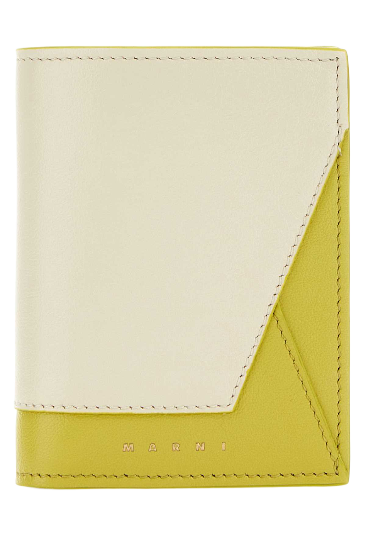 Two-Tone Leather Wallet Talclightlime Exterior: Bovine Portafogli