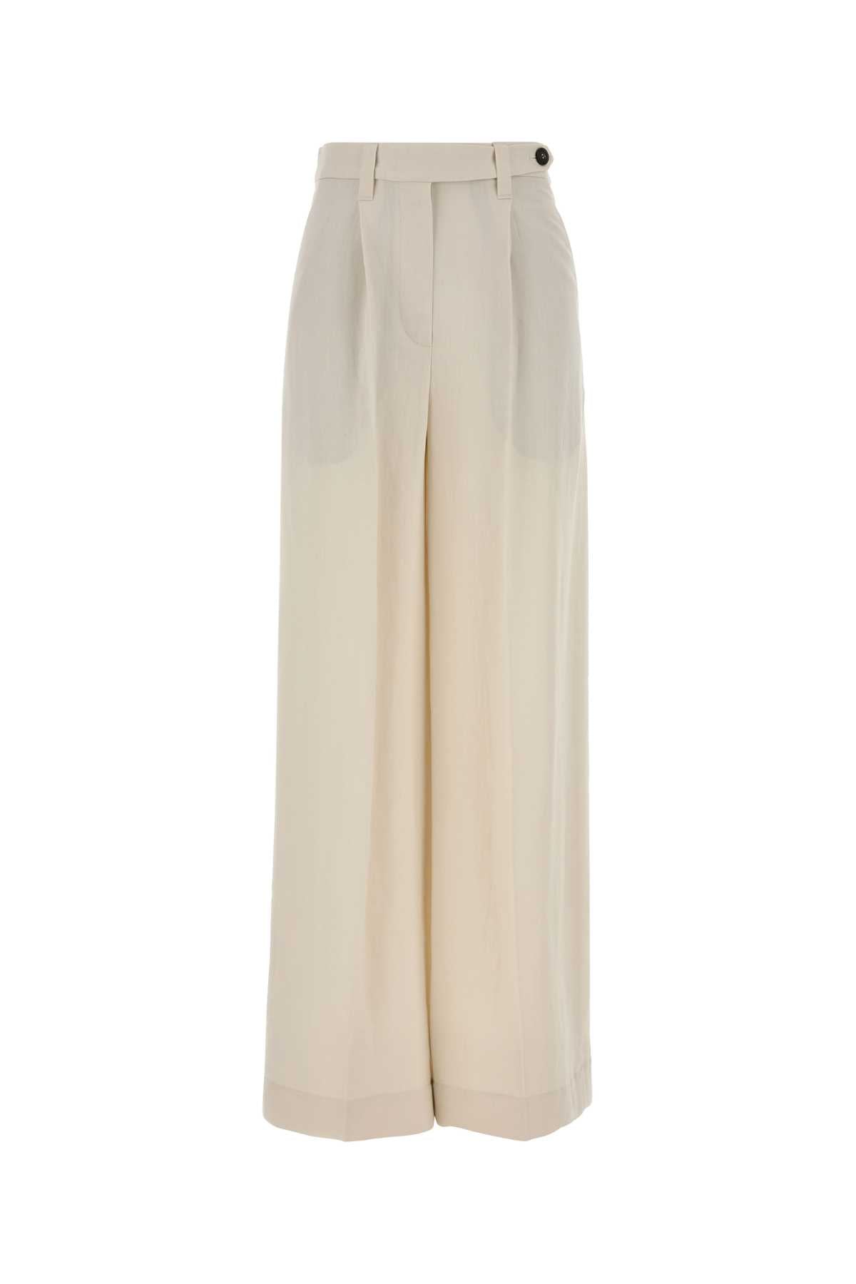 Ivory Viscose Blend Wide-Leg Pant C579 Exterior: Linen Pantaloni
