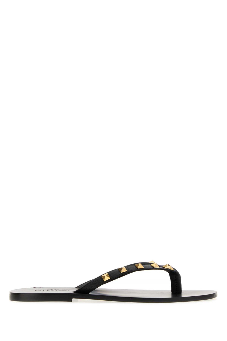Valentino Garavani Rockstud Leather thong sandal in black