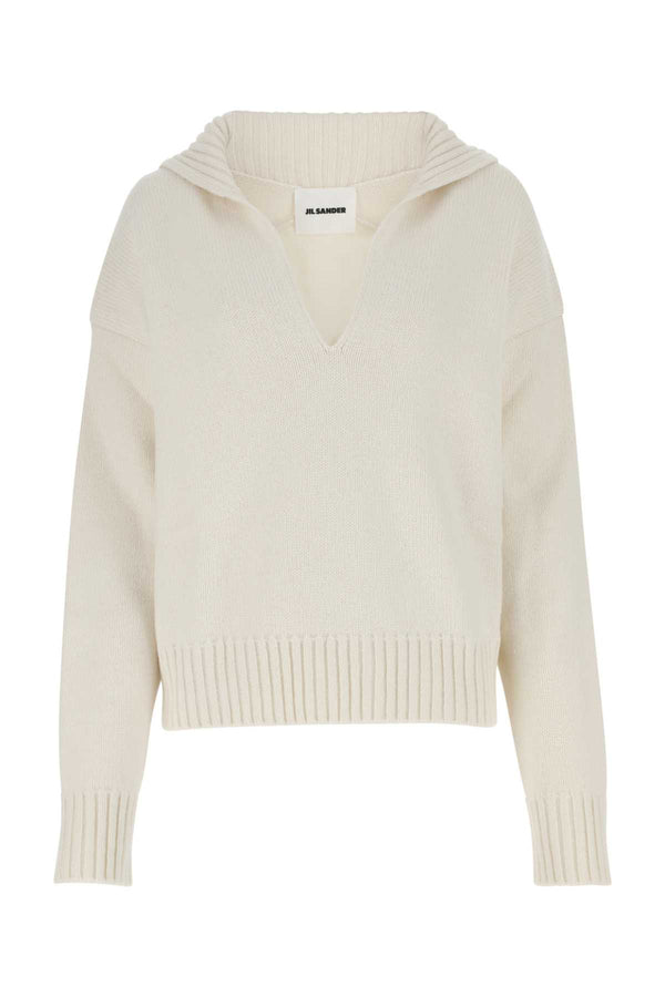 Jil Sander 88% Cashmere 10% Cotton 2% Nylon sweater in white