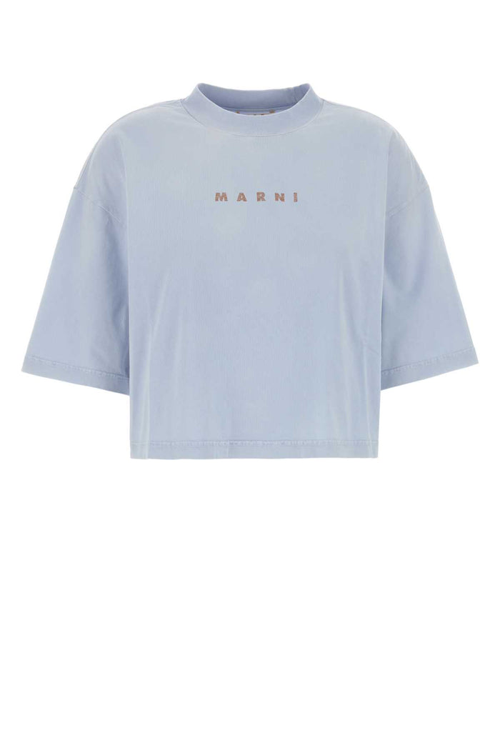 Powder Blue Cotton T-Shirt Lightblue Exterior
