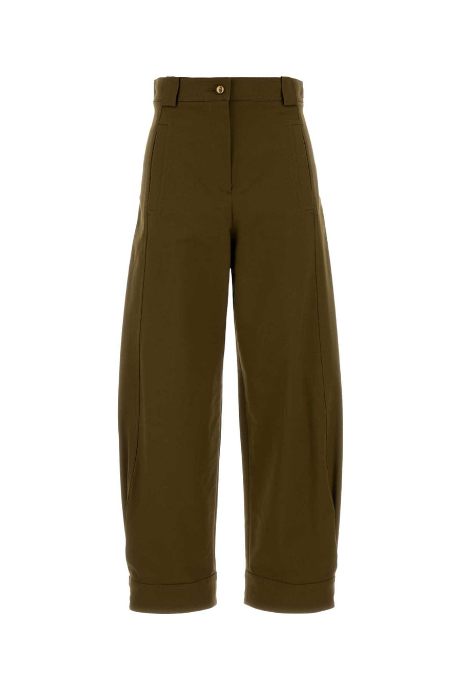 Olive Green Stretch Cotton Adorni Pant Kaki Scuro Exterior: Elastane Pantaloni