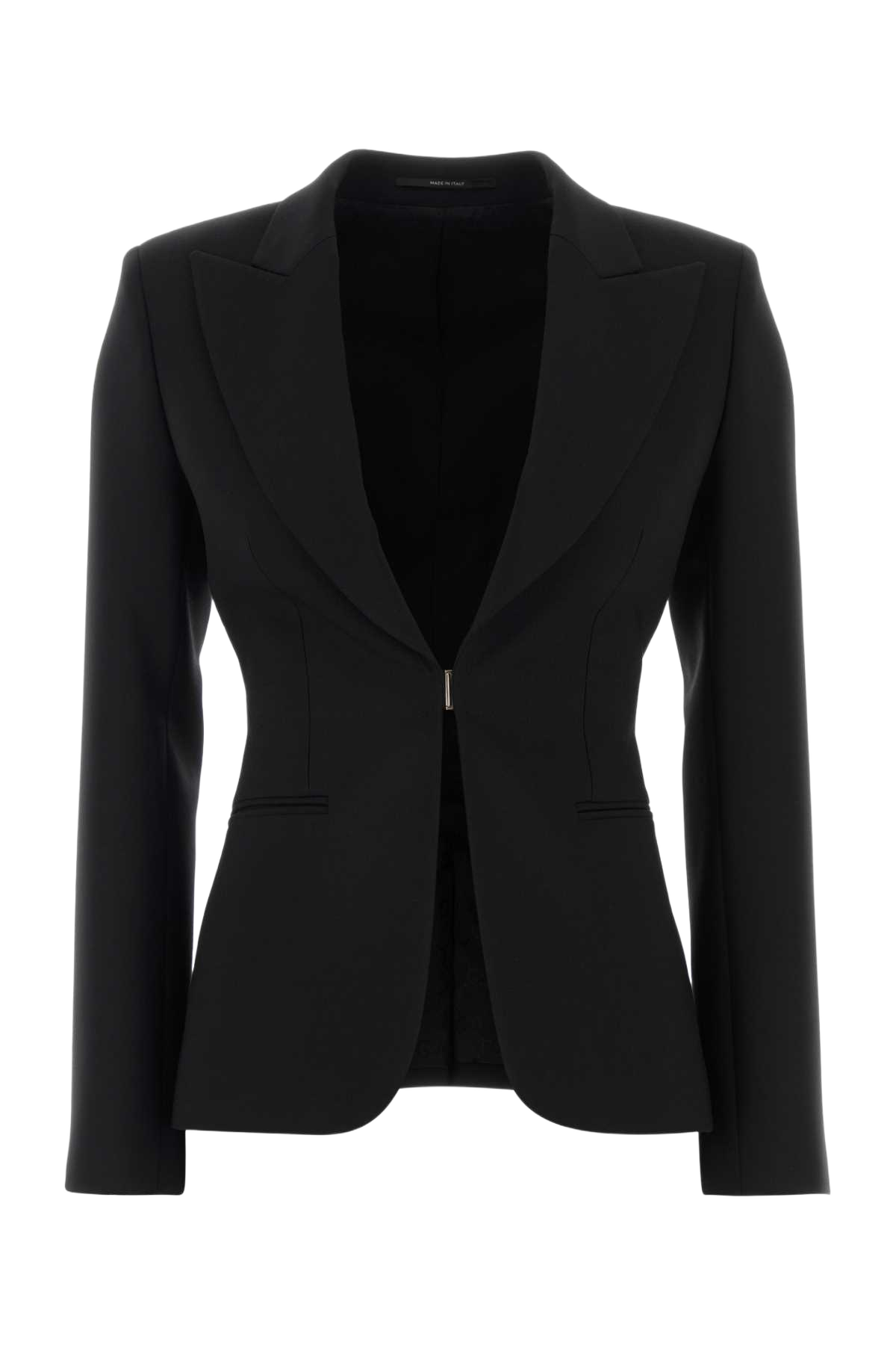 Black Stretch Wool Blend Blazer Mix Giacche E Gilet