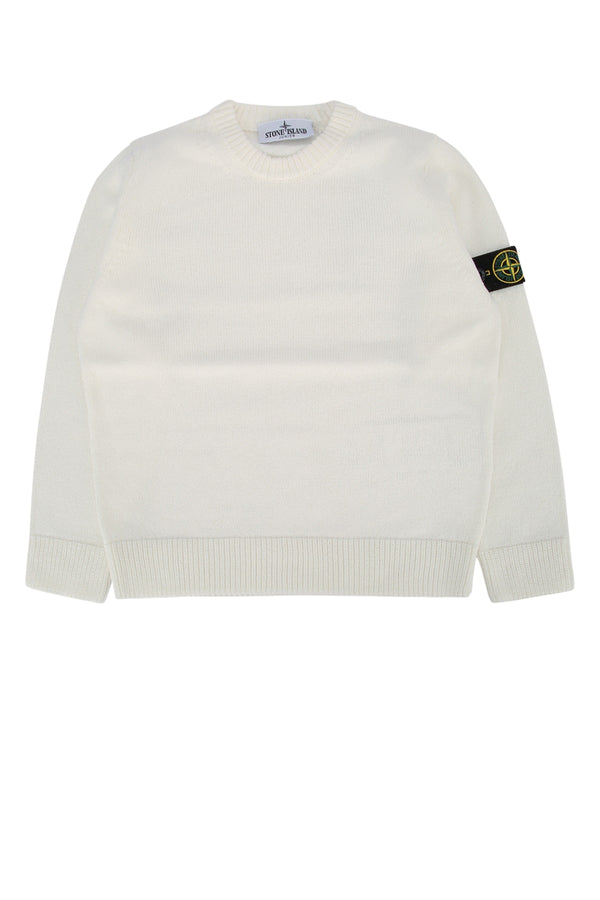 Stone Island Kids Neck 100% Cotton sweater in white