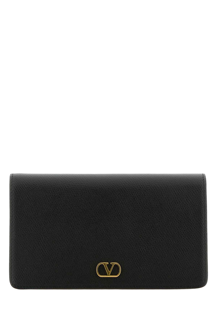 Black Leather Vlogo Signature Clutch Nero Calf - Bos Taurus