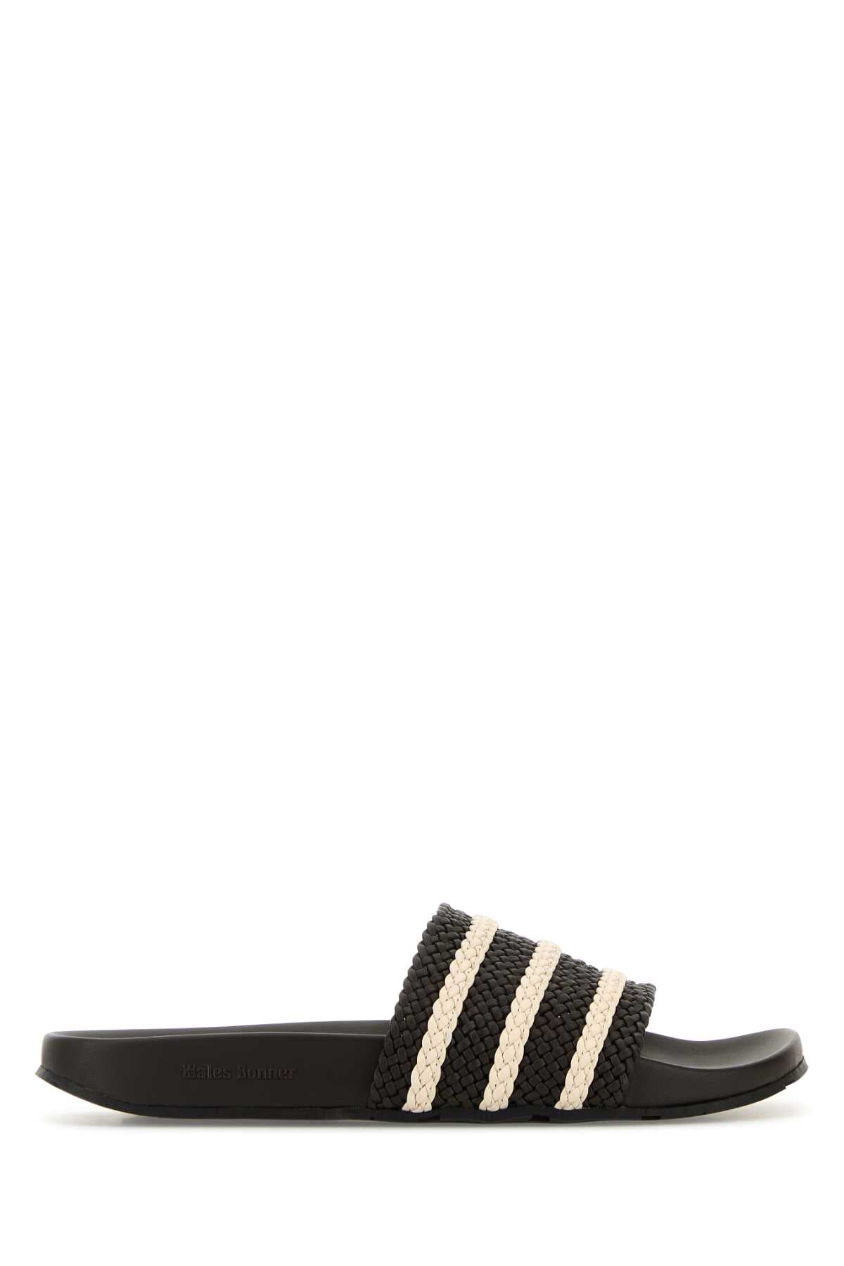 Black Leather Wales Bonner X Adidas Adilette Slippers Darkbrownwonderwhinigtbrown