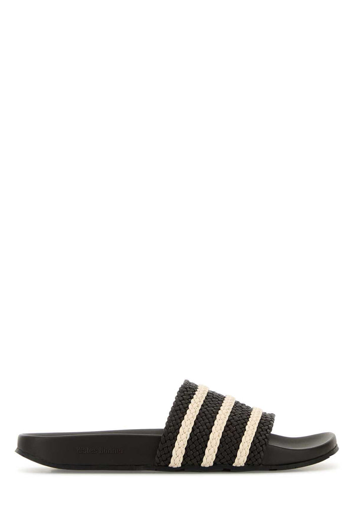 Black Leather Wales Bonner X Adidas Adilette Slippers Darkbrownwonderwhinigtbrown