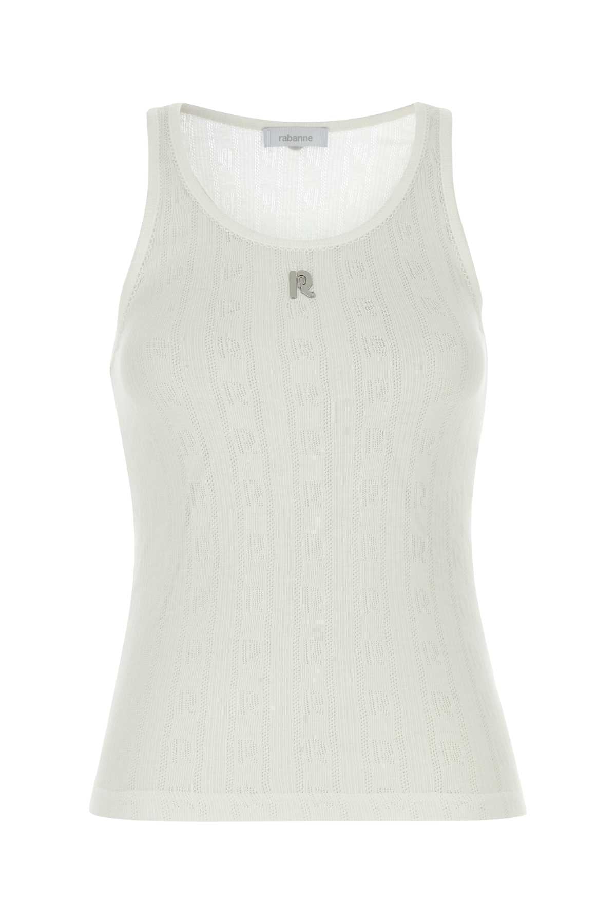 White Cotton Tank Top Exterior: Maglie