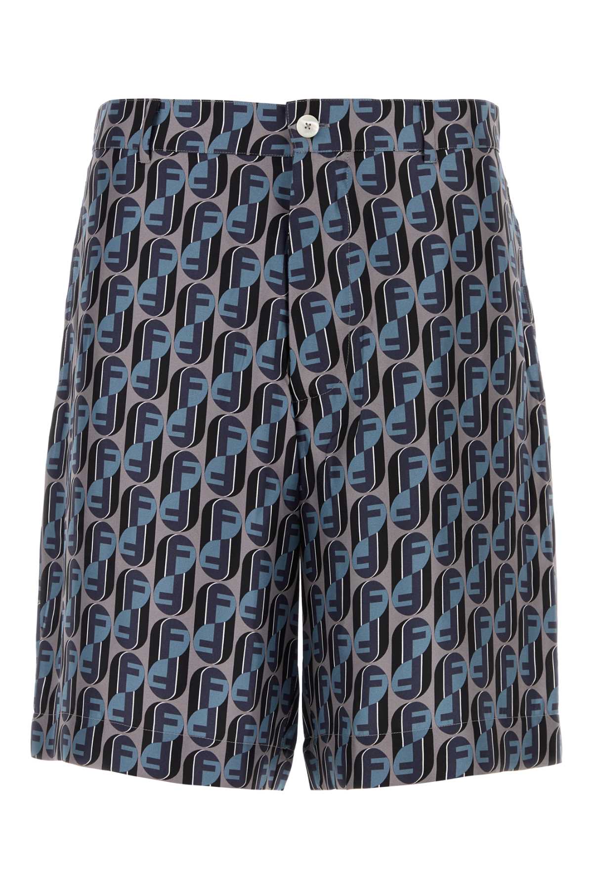 Printed Silk Bermuda Shorts Flannel Avio Exterior