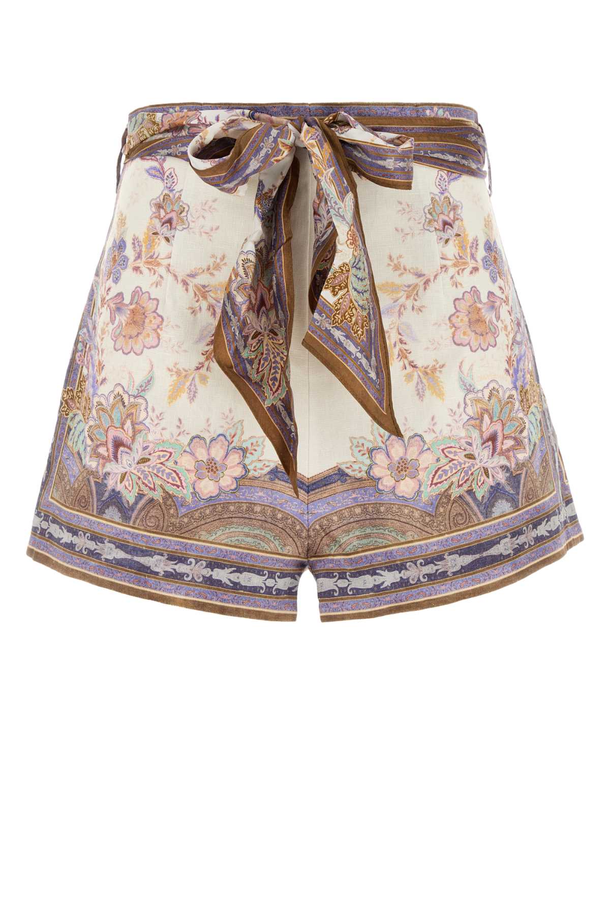 Creambluepaisley Linen Short