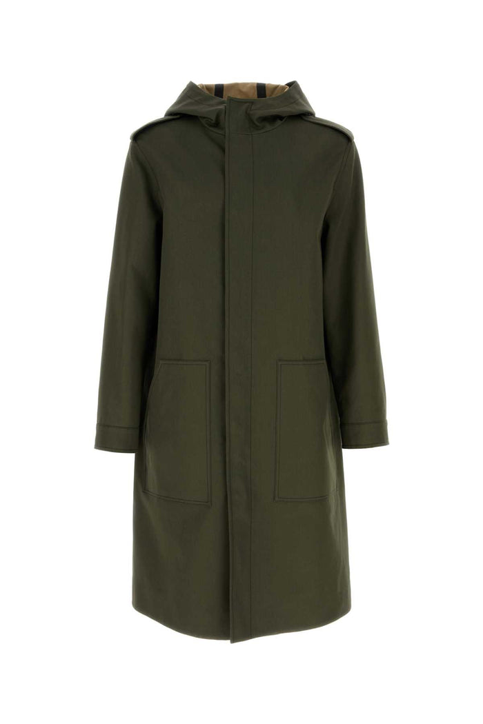 Army Green Cotton Trench Coat Exterior