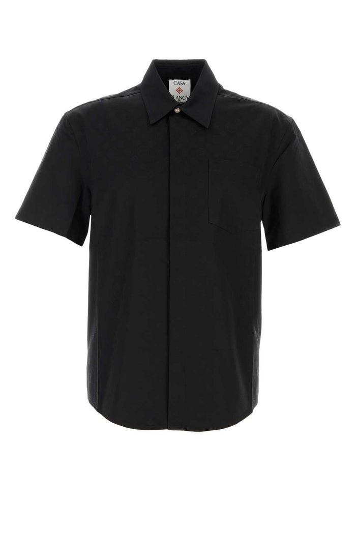 Embroidered Poplin Shirt Black Camicie