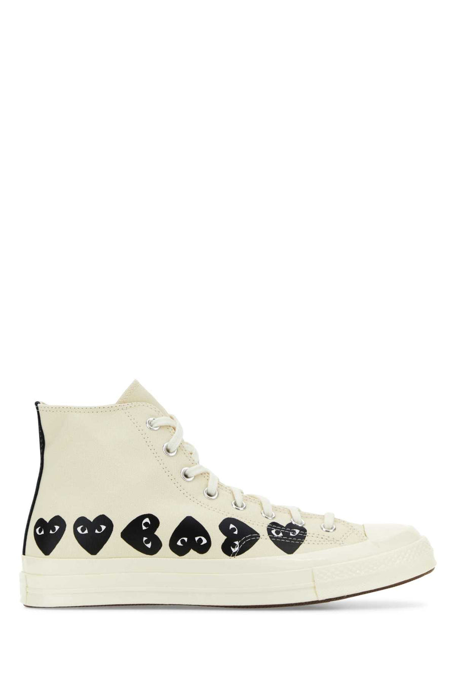 Comme Des Garcons Play Exterior: 100% Fabric high-top sneaker in white